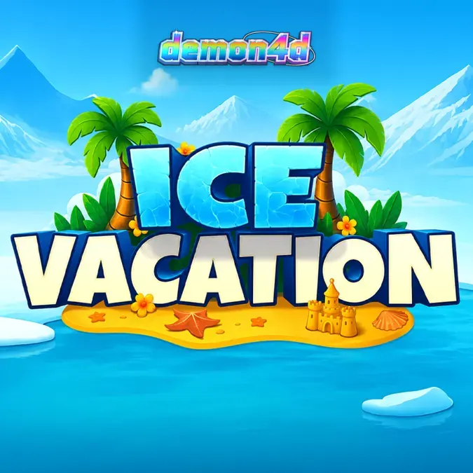 Tampilan visual slot Ice Vacation dengan simbol bertema kutub dan pantai